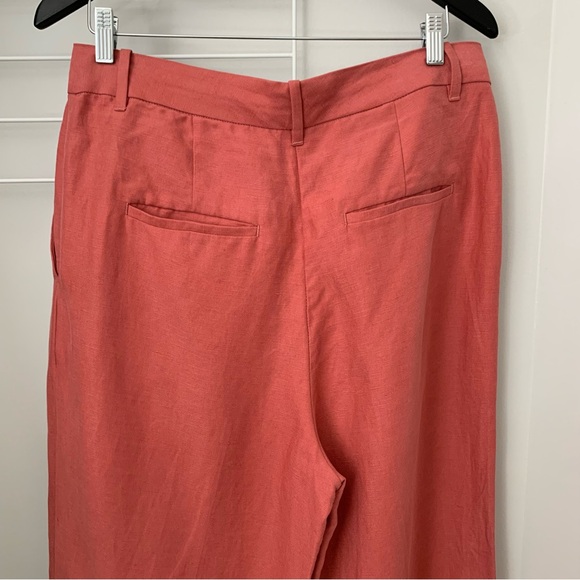 Aritzia Wilfred Effortless Linen Wide leg Pant in Warm Sienna Red Size 12 - Picture 6 of 12